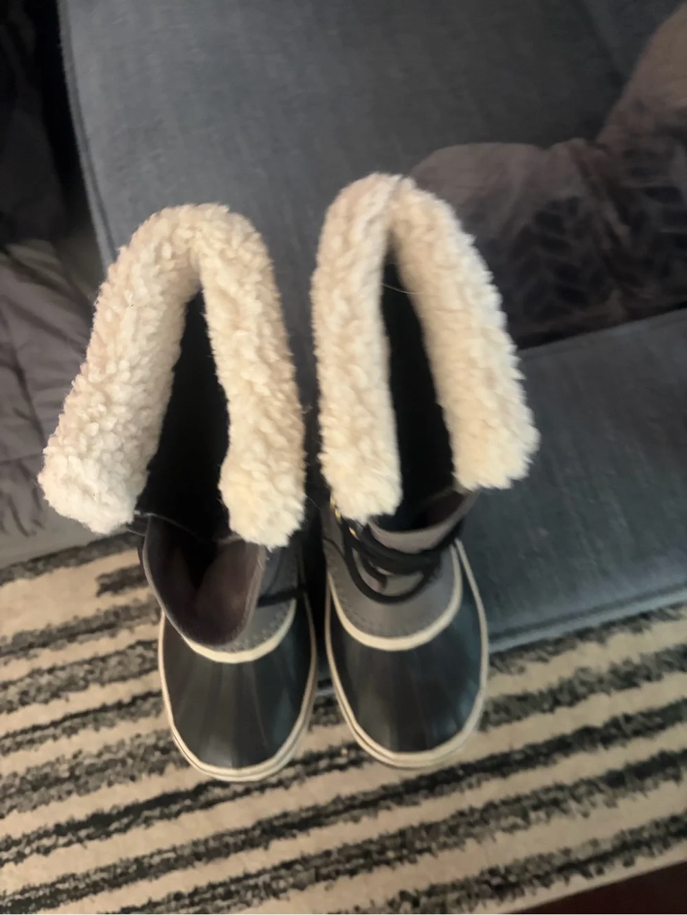 Sorel Gray, Black and Cream Women's Winter Lace-Up Boots